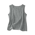 thumbnail image 3 of Women Cotton Linen V Neck Sleeveless Loose Fit Blouse Summer Tank Top Shirt, 3 of 6