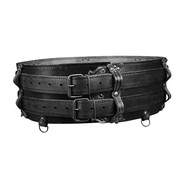 Cinturón ancho medieval perfecl Cuero PU ajustable negro