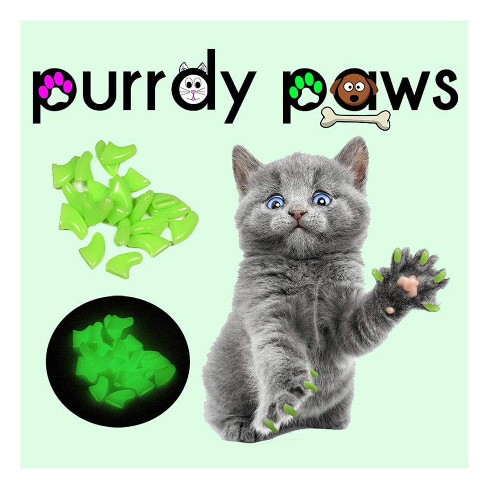 Nail Caps for Cats 100 Pack Purrdy Paws Ultra Glow Large