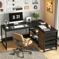thumbnail image 6 of Tribesigns L-shaped Computer Desk, 59 inch Corner Desk with Drawers and Storage Shelves, Reversible Writing Study Table for Home Office, Black, 6 of 7