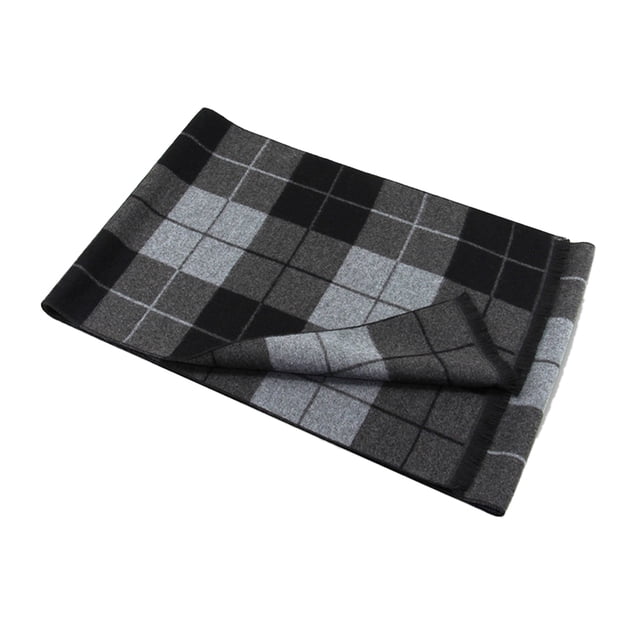 Bufanda cálida de cachemira para hombre, suave, cálida, elegante, a cuadros, de lujo