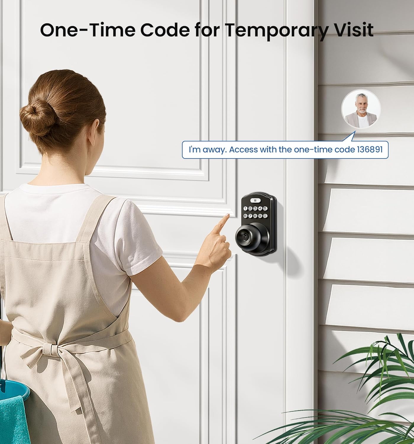 Veise Keypad Door Knob Lock, Keyless Entry Digital Lock for Front Door & Bedroom, Easy Installation, Auto-Locking, Matte Black