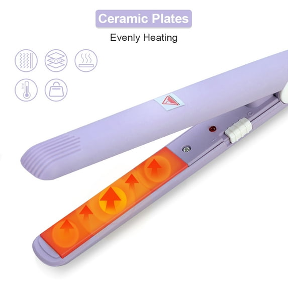 EECOO Hair Straightener Flat Iron, 4 Colors 2 in 1 Mini Bangs Hair Straightener Beauty Flat Iron Heating Curler Ceramic Tourmaline Plate Wave Straightener