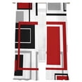 thumbnail image 2 of Modern Abstract Art Black Red Geometric Line Sheer Curtains 108 Inches Long 2 Panels Light Filtering Semi Sheer Window Curtains Drapes for Bedroom Living Room 52"x108"&nbsp;2&nbsp;&nbsp;Panels, 2 of 7