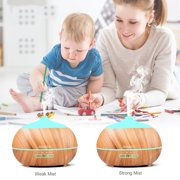Aukfa Essential Oils diffusers Humidifier,Quiet Cool Mist,500ml Wood Grain Ultrasonic Aroma Air Water Vaporizer,Fragrance Electric Diffusers with Oils for Home,Office,Light Blue