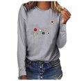 thumbnail image 1 of CEHVOM T-shirt Décontracté Imprimé pour Femmes Col Rond Manches Longues Blouse en Liquidation, 1 of 4