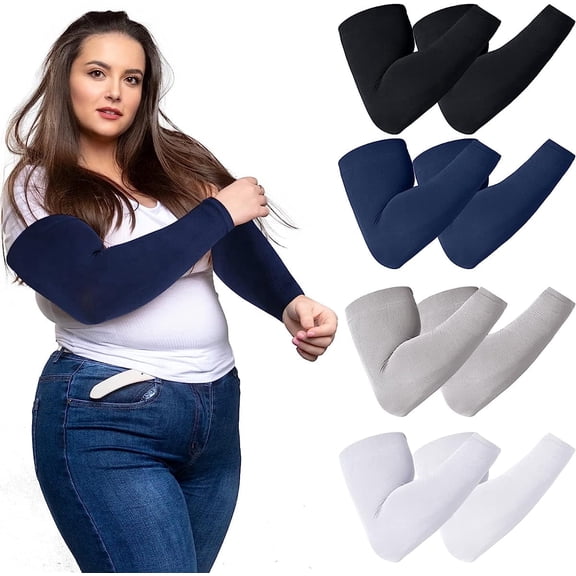UV Sun Protection Arm Sleeve Women's plus-size professional sports compression sleeves, 4 pairs