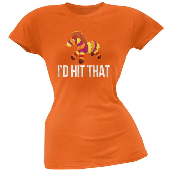 Cinco de Mayo - I'd Hit That, Pinata Orange Soft Juniors T-Shirt - Large