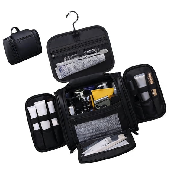 TerraVbie Large Hanging Toiletry Bag for Men Travel Bathroom Bag with Hook Hygiene Bags Organizers for Shower Shaving Grooming