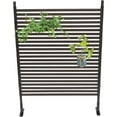 thumbnail image 3 of Outdoor Freestanding Privacy Screen, 43" W x 59" H Metal Slatted Decorative Panel With Stand, Brown Backyard Screen for Garden Patio, 3 of 16