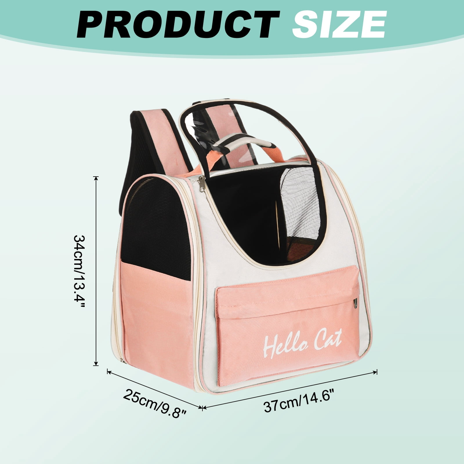 Uxcell Cat Backpack Carrier, Large Space Ventilated Mesh Design for Cats or Small Dogs (Pink, 14.6"x9.8"x13.4")