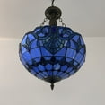 thumbnail image 6 of Tiffany Pendant Lights Ceiling Light Blue Stained Glass Baroque Style LED Bulbs Included for Dining Room Living Room Bedroom 16" W*16''D*60" H, 6 of 7