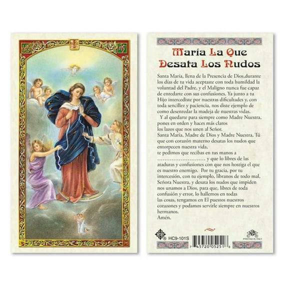 Maria Que Desata Nudos Prayer Cards - 25 Pack - Spanish Laminated Prayers - Made in Italy - Tarjetas de Oración en Español - Religious Gifts
