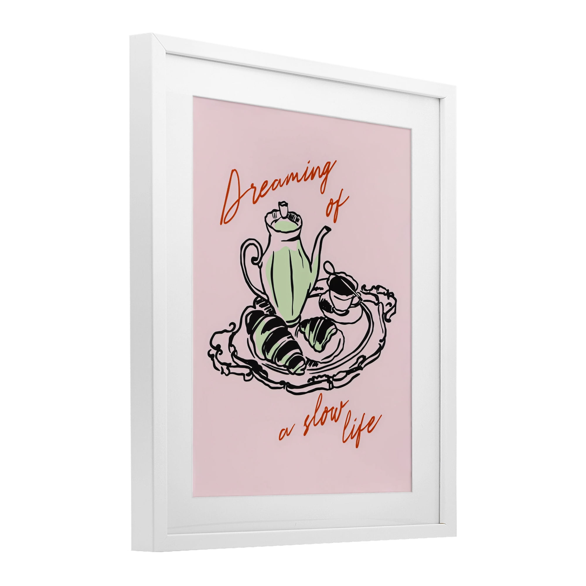 Stupell Industries Slow Life Tea Platter White Framed Print Under Glass, design by The Prints Vibe