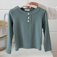 thumbnail image 5 of Child Girls Shirts Long Sleeve Henley T Shirts Button Up Slim Fit Tops Basic Tees Round Neck Ribbed Knit Shirts Girls Fall Winter Clothes Size 9-10T, 5 of 6