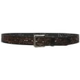 thumbnail image 2 of 1 1/2" Snap On Embossed Vintage Cowhide Full Grain Leather Floral Rivet Perforated Casual Belt, 2 of 5
