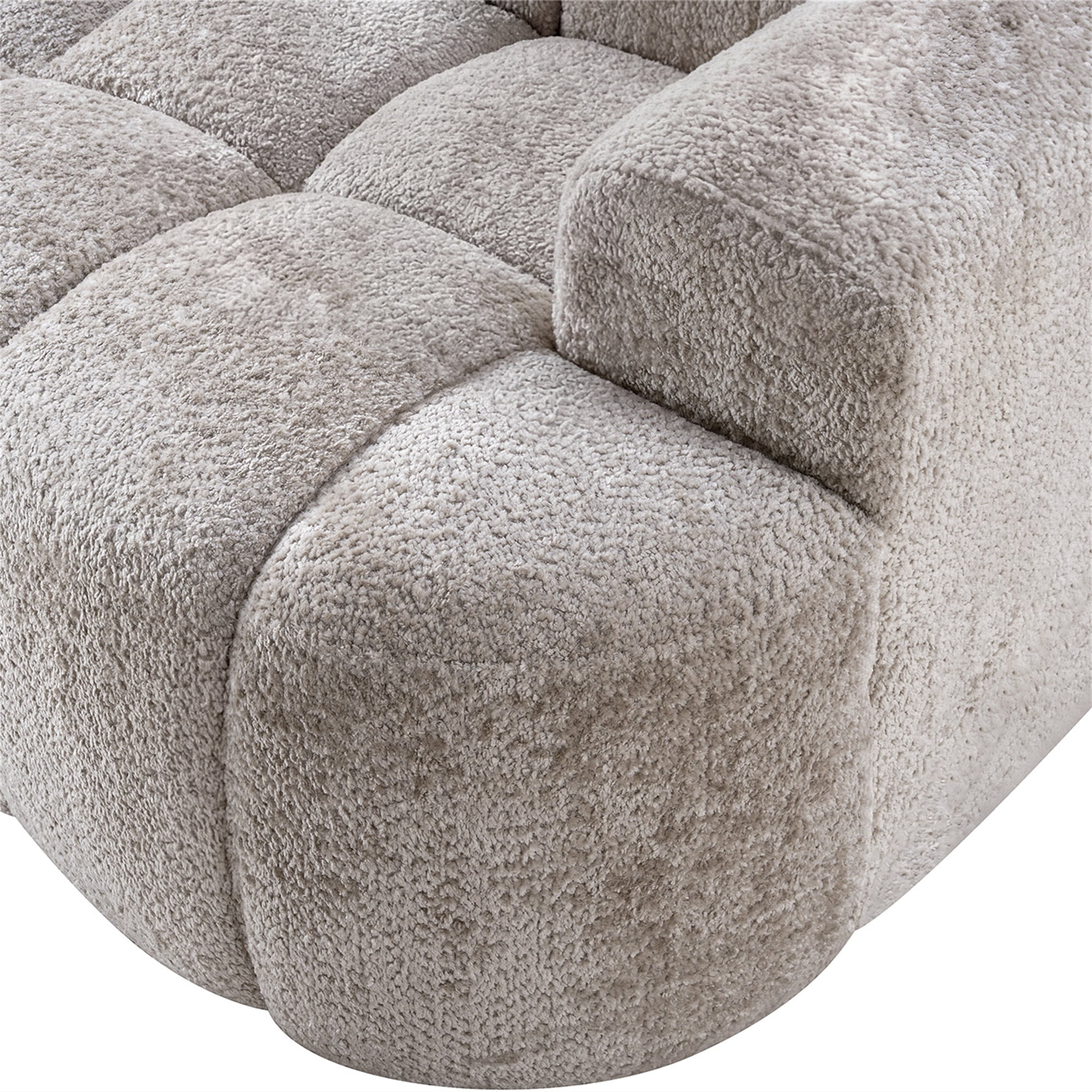 Aukfa 100" Oversized Boucle Cloud Sofa Deep Seat Boneless Couch with Curved Front for Living Room, Camel