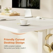 Electric Stand up Desk, 55'' Wide Desktop with Adjustable Height, Standing Computer Desk for Home Ofiice, White