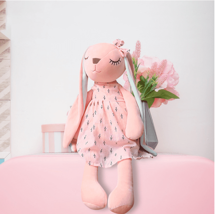 Personalized Bunny Doll Easter Rabbit Dolls with Long Ears, Plush Doll    Birthday Gift Easter Basket Stuffer(pink)
