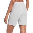 thumbnail image 3 of BALEAF Women's 7" Athletic Long Shorts High Waisted Running Bermuda Shorts with Pockets Light Gray Large, 3 of 6