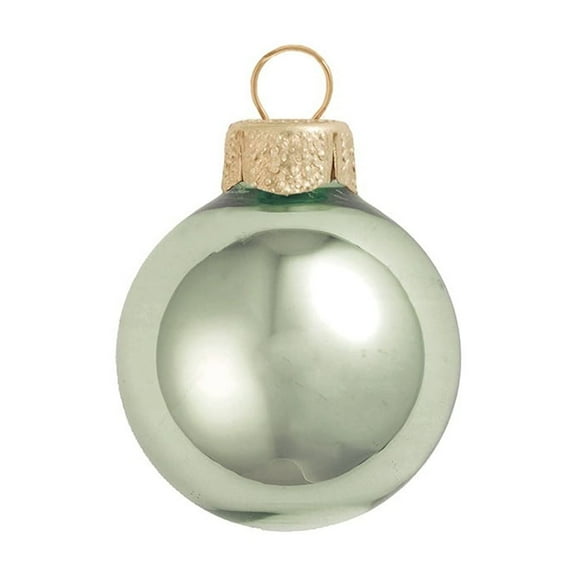 Whitehurst Shiny Glass Christmas Ball Ornaments - 3.25" (80mm) - Shale Green - 8ct