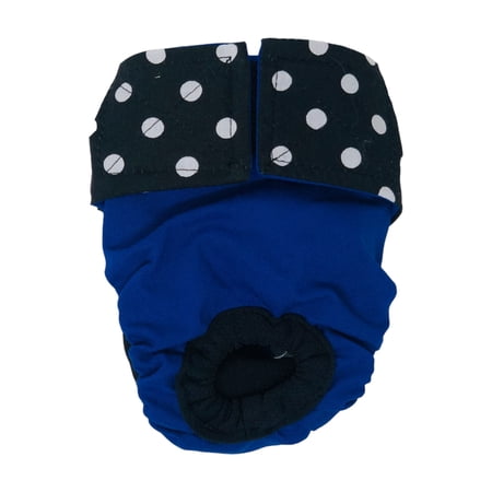 Barkertime Black Polka Dot on Blue Dog Diaper