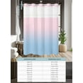 thumbnail image 6 of No Hook Ombre Blue Pink Shower Curtain with Snap in Liner Set, Abstract Art Waterproof Fabric Bathroom Curtains with See Through Top Window, Hotel Style Small 36 x 72 Inch, 6 of 7