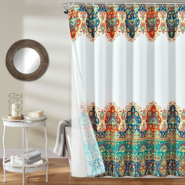 Lush Decor Bohemian Meadow Polyester, Bohemian Style Shower Curtains