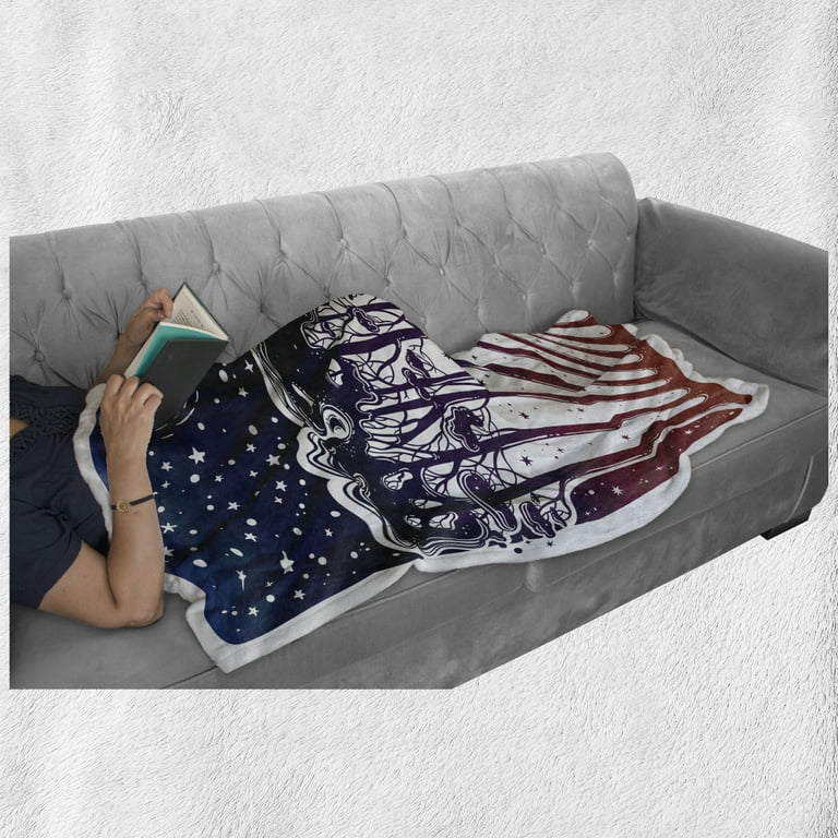 Night Soft Flannel Fleece Throw Blanket Forest Trees Moon Starry