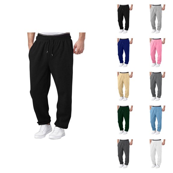 Sweatpants for Men 2026 Trendy Drawstring Elastic Waist Relaxed Fit Wide Leg Casual Pants with Pockets Trousers