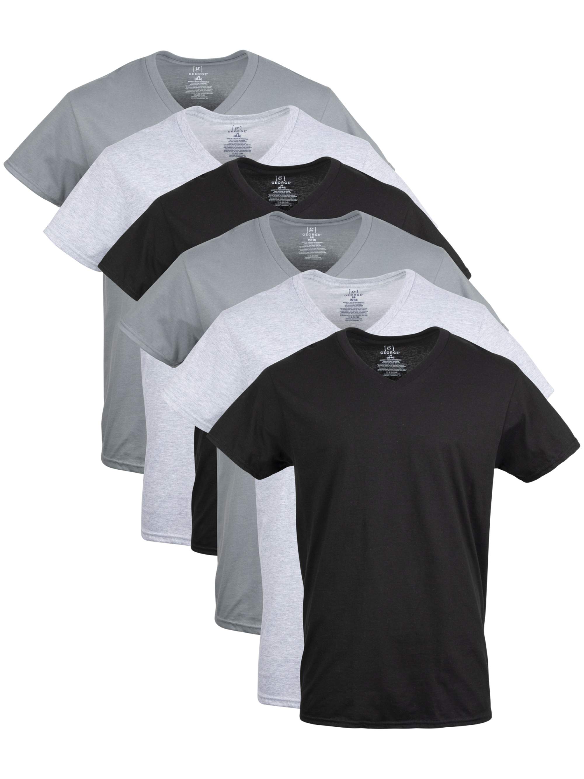 George Men's Assorted V-Neck T-Shirts, 6-Pack