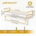 thumbnail image 3 of Juego de 2 Repisas Flotantes de Pared,Estantes Flotantes con toallero,Estante de Almacenamiento Repisas para Baño Cocina Cuarto Estar Oficina Dormitorio (Oro Blanco), 3 of 7