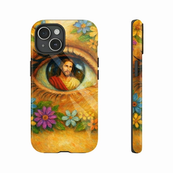 Jesus Eye Art Christian Phone Case Vibrant Floral Design Durable Protective for Men Women Teens Holiday Gift Compatible with iPhone 11/12/13/14/15/16 (Pro Max/Plus)