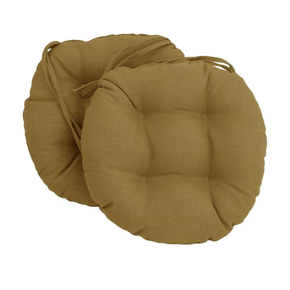 Blazing Needles 16-inch Solid Round Tufted Outdoor Chair Cushion, 16 x 16, Wheat 6 Count