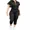 Black, variant on Jumpsuits for Women Solid Color Short Sleeve Turn Down Collar Casual Zip Up Jumpsuits Pocket Design Cargo Romper Brown-S