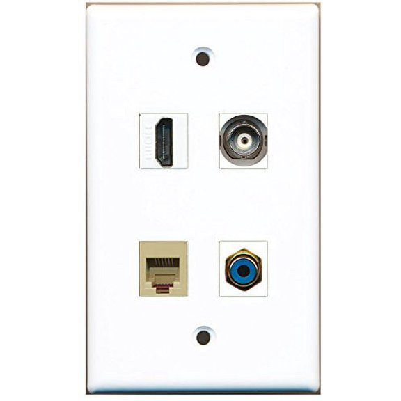 RiteAV - 1 Port HDMI 1 Port RCA Blue 1 Port Phone RJ11 RJ12 Beige 1 Port BNC Wall Plate