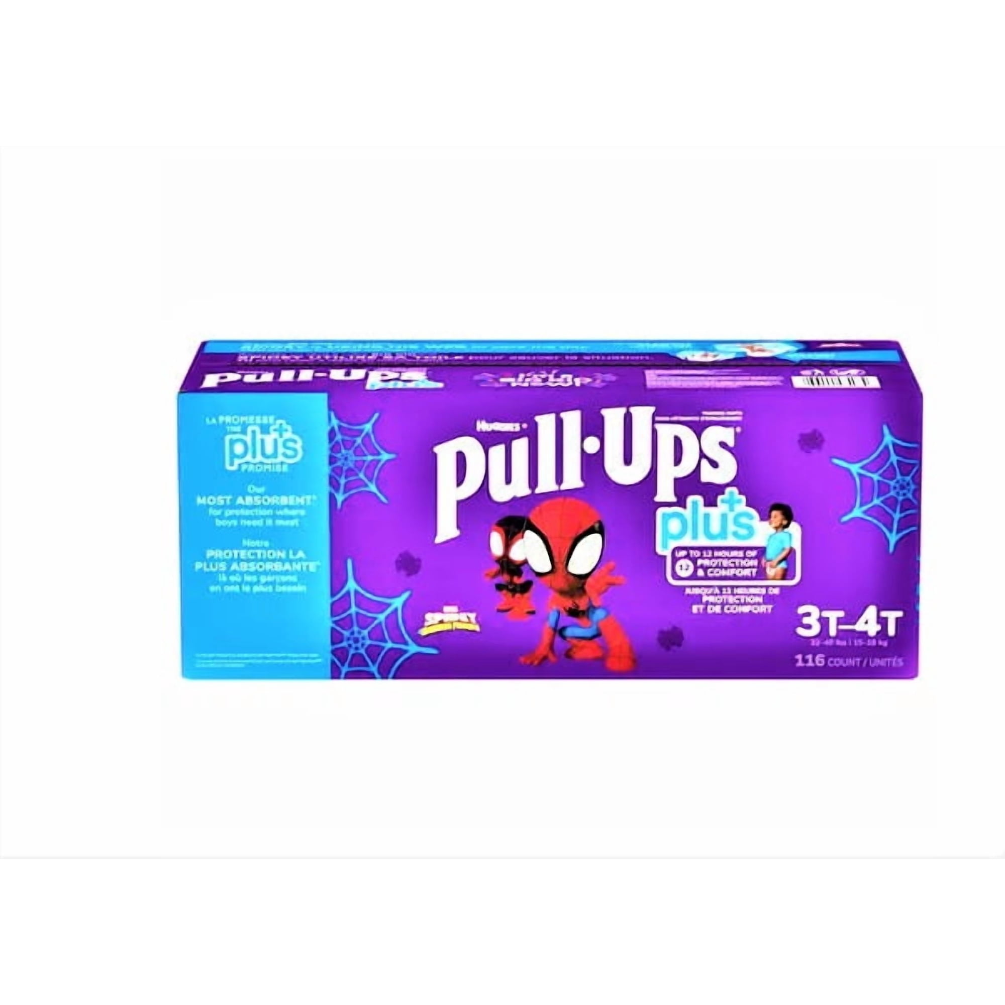Huggies Pull-Ups Plus Training Pants For Boys Exclusive Spiderman designs , 3T-4T (32-40 lb/15-18 kg) 116 count