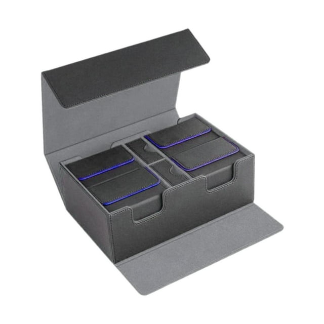 Estuche para baraja de cartas coleccionables,Cajas para tarjetas deportivas,Organizador de tarjetas de juego de colección,Caja de almacenamiento de Interior gris y azul.