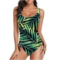 thumbnail image 2 of Summer Saving pimelu Bathing Suit for Women Tankini Swimsuits for Women One Piece Swimsuit Bathing Suit with Drawstring Beach Leaves Print Tummy Control Swimsuit Womens Bathing Suits, 2 of 6
