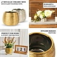 thumbnail image 4 of Efavormart 4 Pack | 3" Gold Textured Ceramic Flower Vase Pots, Round Brushed Indoor Planters, 4 of 11