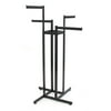 KC Store Fixtures 28110 4-Way Garment Rack 4-16" Straight Arms, Rectangular Tubing Frame/Arms, Satin Black Chrome Hanger Strips