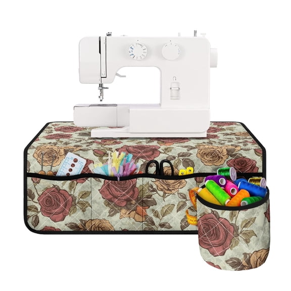 HELLHERO Vintage-Rose-Bag Sewing Machine Mat Beautiful & Practical Fusion Easy to Clean Easy to Carry 25.2×24.4 Inch, Thanksgiving Day