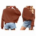 thumbnail image 3 of Women'S Short Batwing Hoodie 2025 Fall Outfits Trendy Crewneck Side Slit Fashion Pullover Tops Rust Red S, 3 of 6