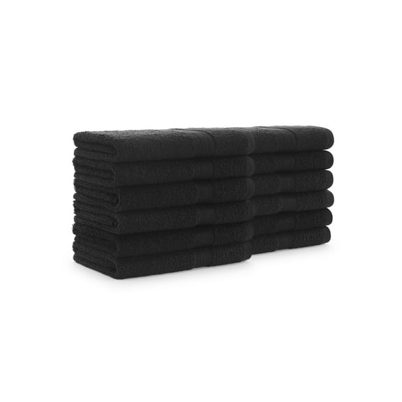 Arkwright True Color Hand Towels, Ring Spun Cotton, 16x27, (Pack of 12) - Black