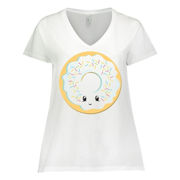 Inktastic White Donut Women's Plus Size V-Neck T-Shirt
