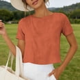 thumbnail image 5 of RQYYD Womens Round Neck Short Sleeve Cropped Blouse Casual Loose Fit Top for Summer Daily Wear, 5 of 7