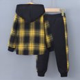 thumbnail image 5 of Kaprioy Toddler Boy Outfits Toddler Boy Clothes Plaid Hooded Shirt - 2 Piece Outfit Button Front Toddler Hoodie & Sweatpants Set Boys Winter Clothes, 5 of 7