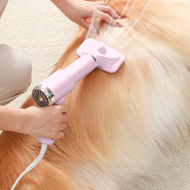 Cepillo secador de pelo 2 en 1 con peine desmontable, 3 ajustes de calor y flujo de aire, motor de bajo ruido de 300W, cable de 78,74 pulgadas para perros y gatos