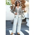 thumbnail image 3 of SHEWIN Striped Sweates Plus Size Cardigans for Women Casual Button Down V Neck Cute Cropped Outerwear Coats White Stripe, 3 of 10