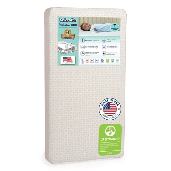Kolcraft Pediatric 800 Crib and Toddler Mattress, Extra Firm, Waterproof, Non-Toxic